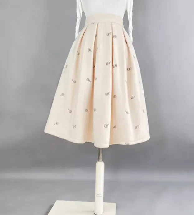 Modern Easy Embroidered High Waist Skirt