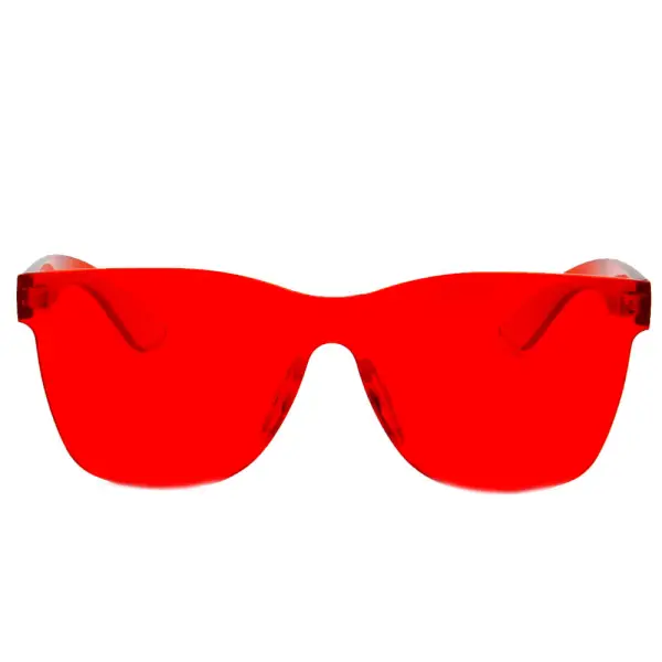 Scalloped Square Rimless Frame Sunglasses