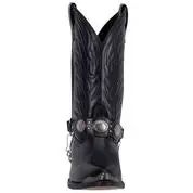 Men's Leather Motorcycle Harness Fancy Stitched Decorative Boots