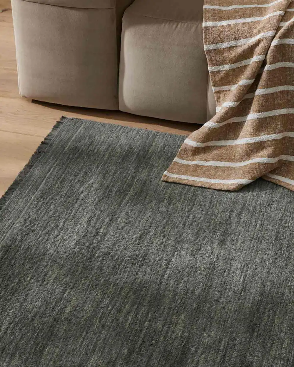 Wool Bordered Contemporary Relaxed Area Rug