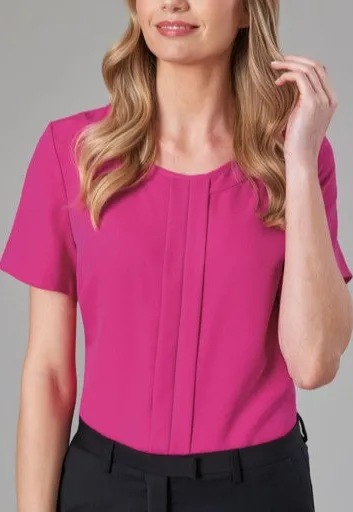 Women's Crepe Short Sleeve Round Neck Blouse