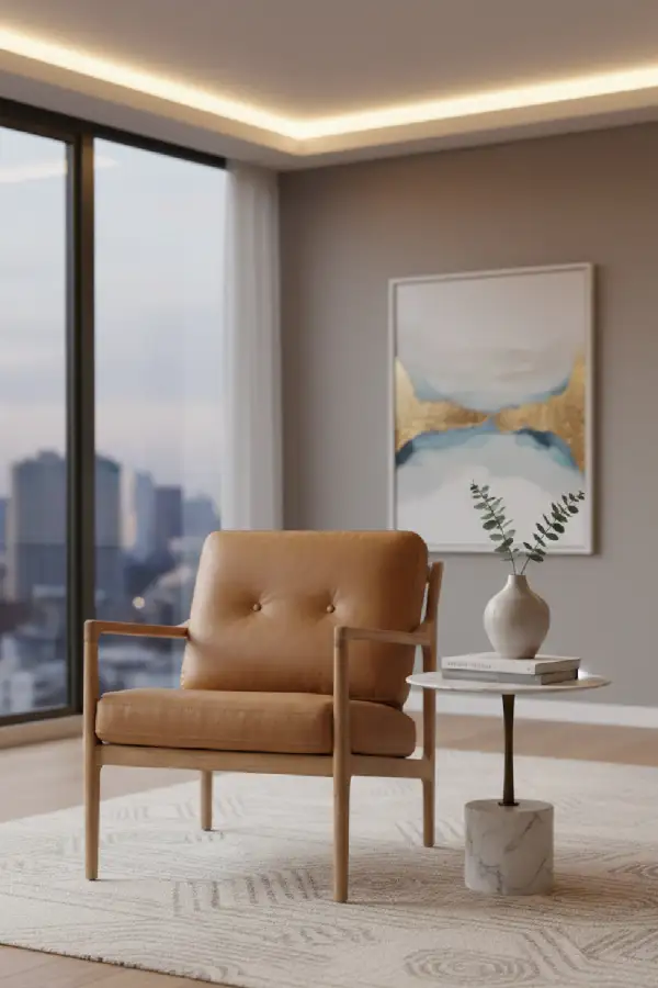Button-Tufted Leather Lounge Chair