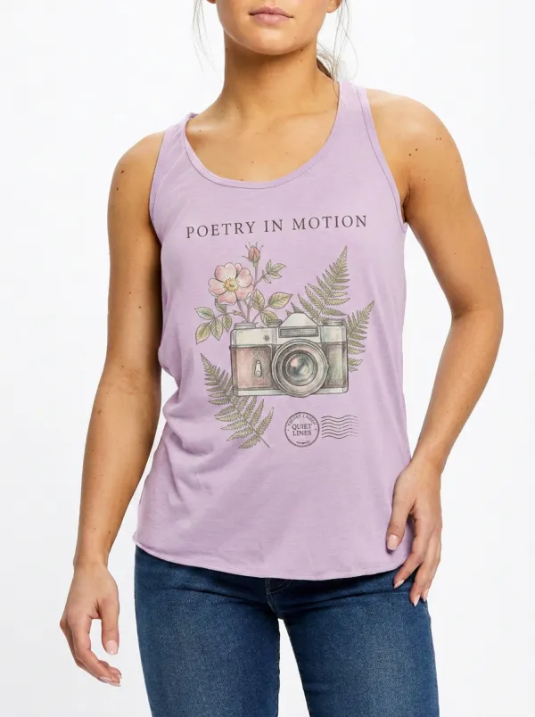 Women's Photography Lover Floral Camera Printed Tank Top