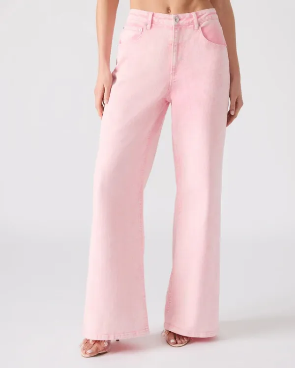 Pink Cotton Blend Relaxed Pants