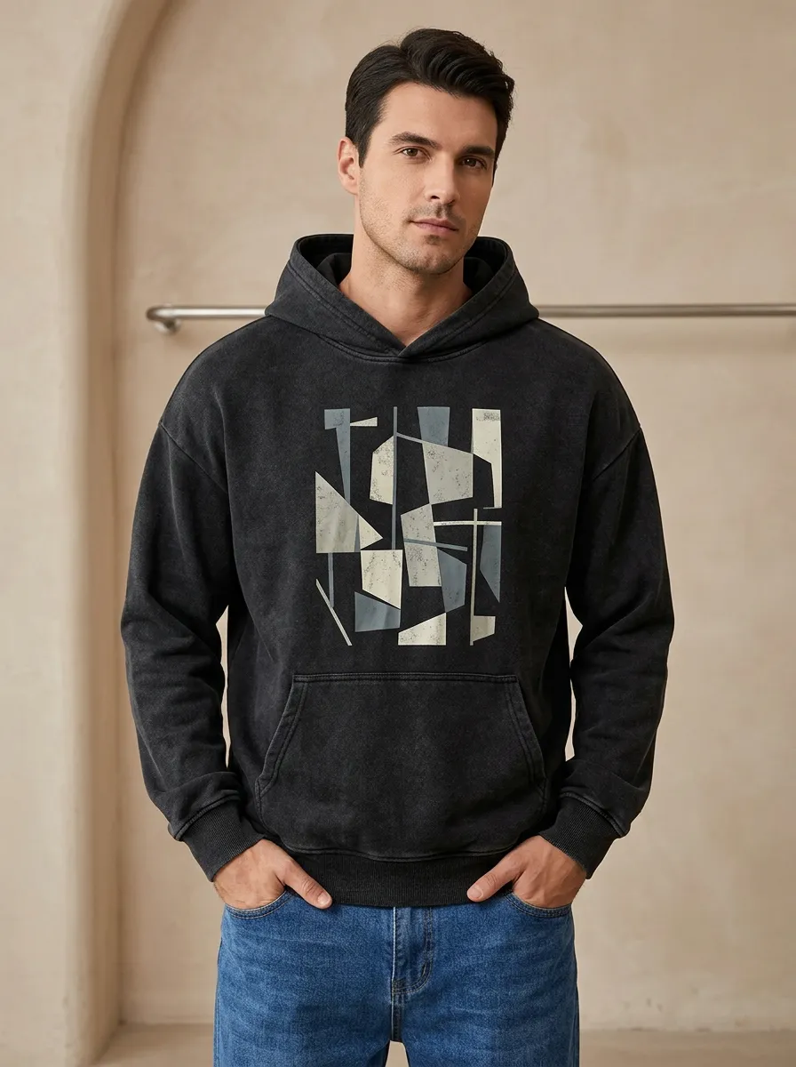 Men's Classic Abstract Geometric Art Print Hoodie