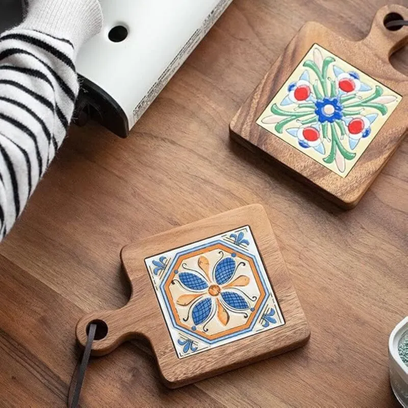 Tile And Wood Pot Tiles
