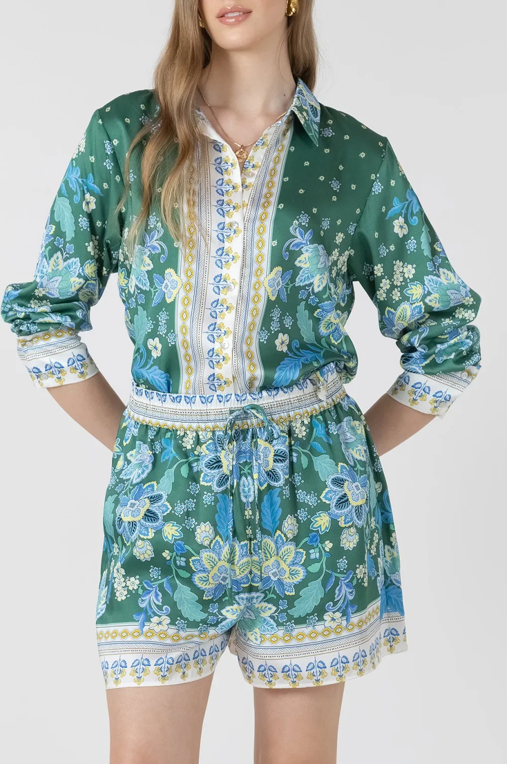 Button Front Polyester Blouse
