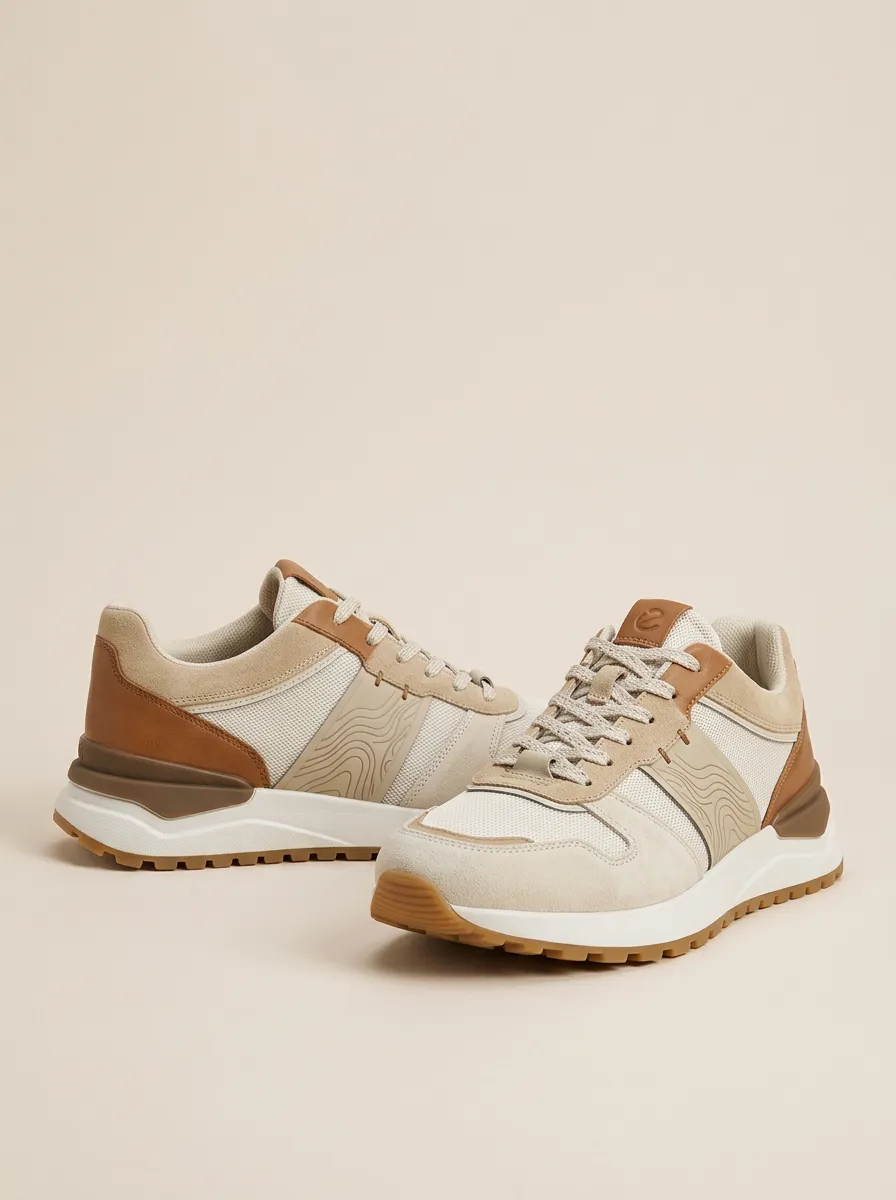 Unisex Minimalist Topographic Pattern Print Sneakers