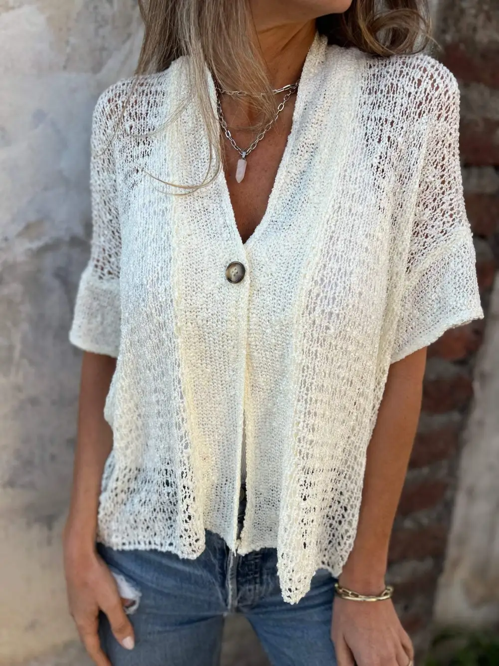 Linen Openwork Cardigan