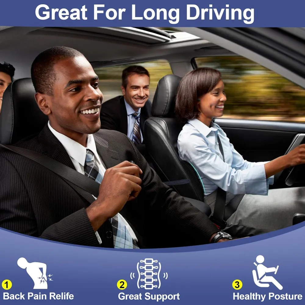Lumbar Support Pillow for Car, Memory Foam Car Back Cushion