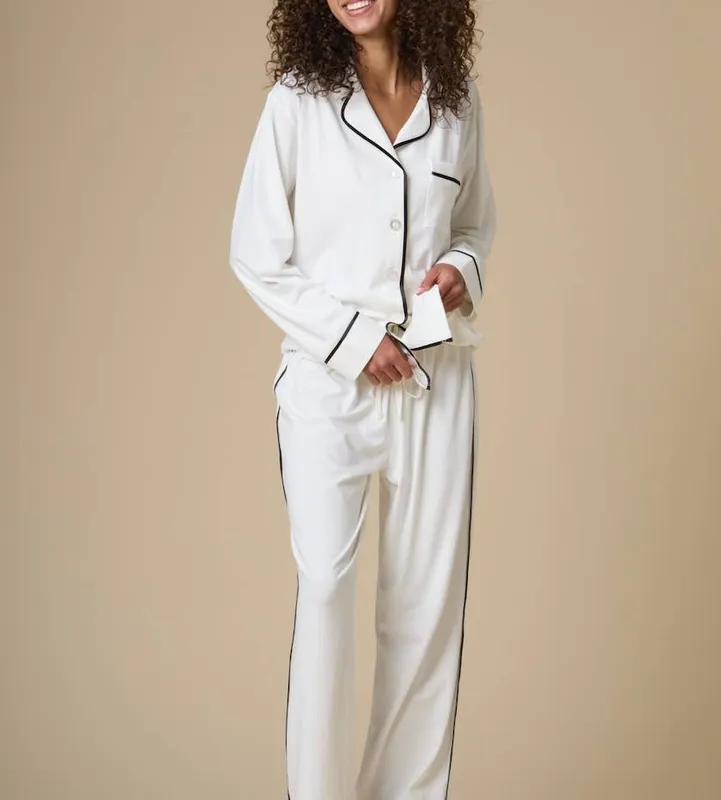 Cotton Silk Satin Collared Sleep Set