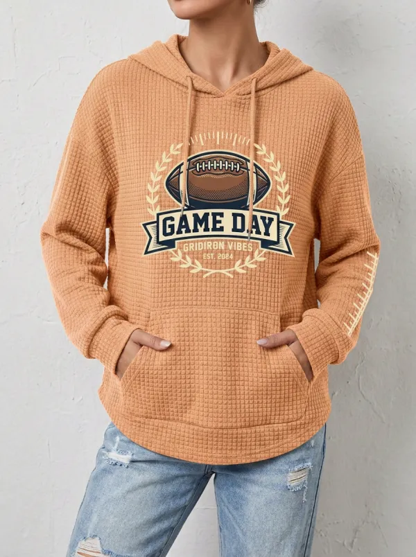Football Graphic Casual Hoodie