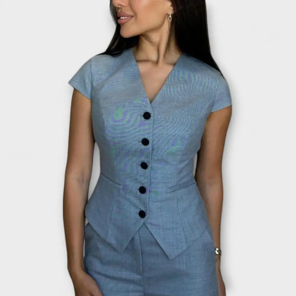 V-Neck Check Pattern Casual Dress