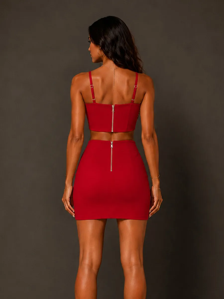 Talia Cami and Rhinestone-Chain Skirt Set