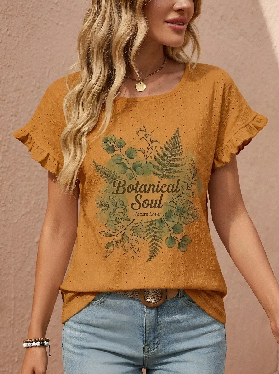 Women's Nature Lover Botanical Soul Fern Leaf Printed Top