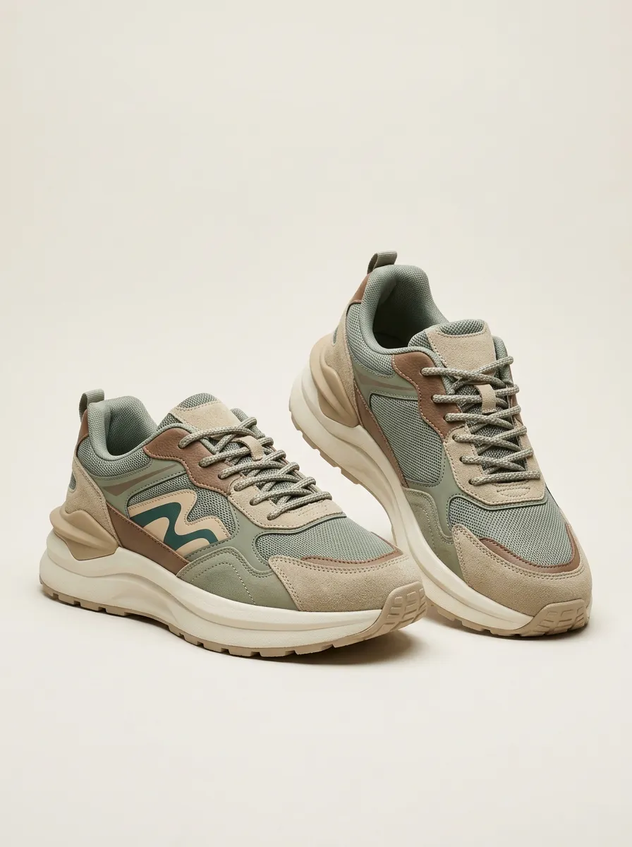 Men's Casual Colorblock Print Sneakers