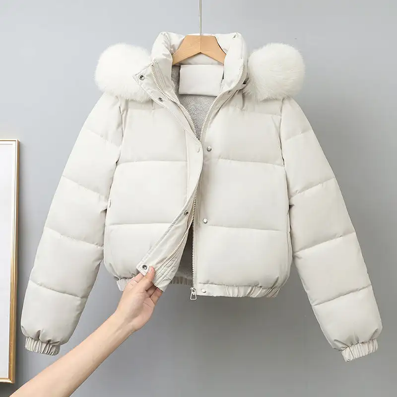 Cropped Hooded Elastic Hem Bomber Jacket