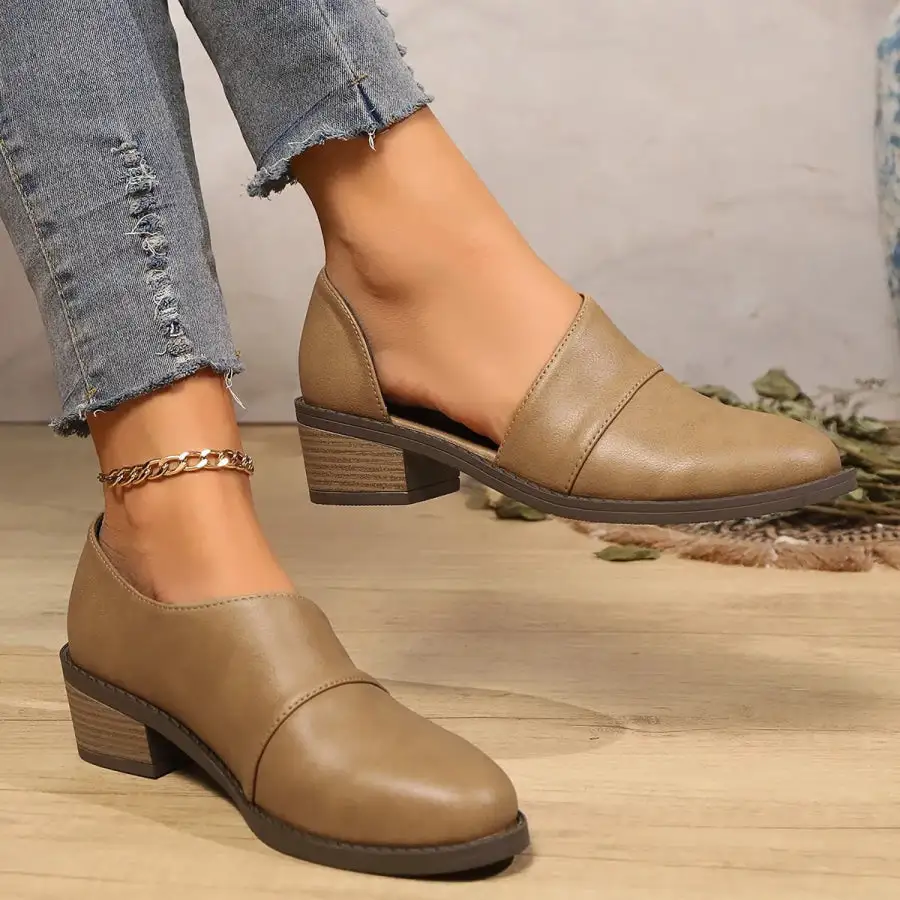 Classic Point Toe Block Heels Pumps