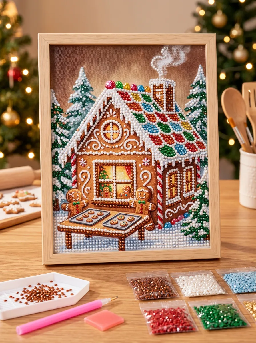 Gingerbread House Gingerbread Men Christmas DIY Diamond Painting Kit
