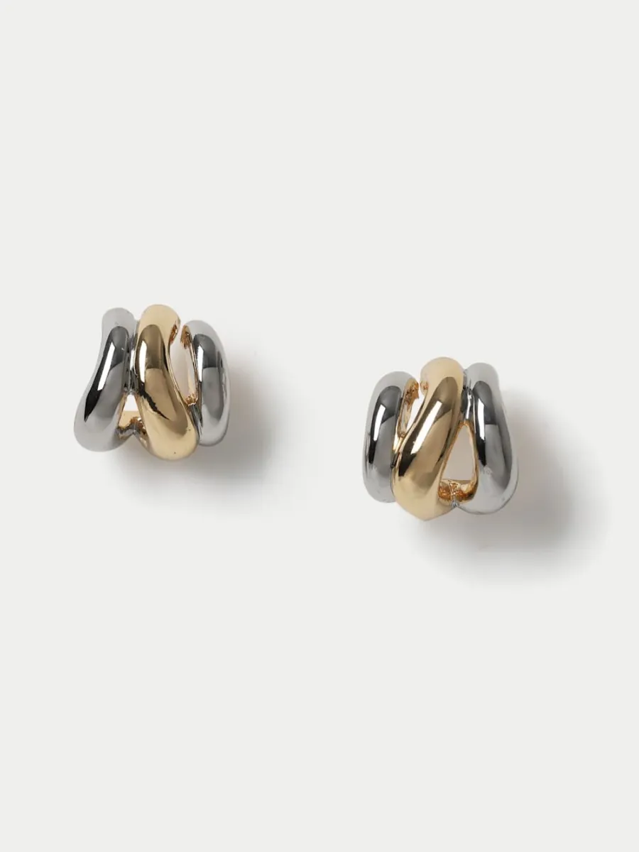 Two-Tone Twist Hoop Earrings