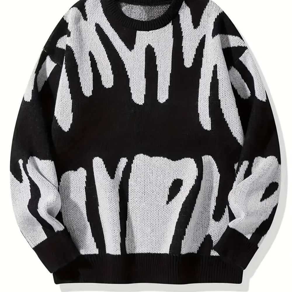 Graphic Pattern Pullover Sweater Crew Neck