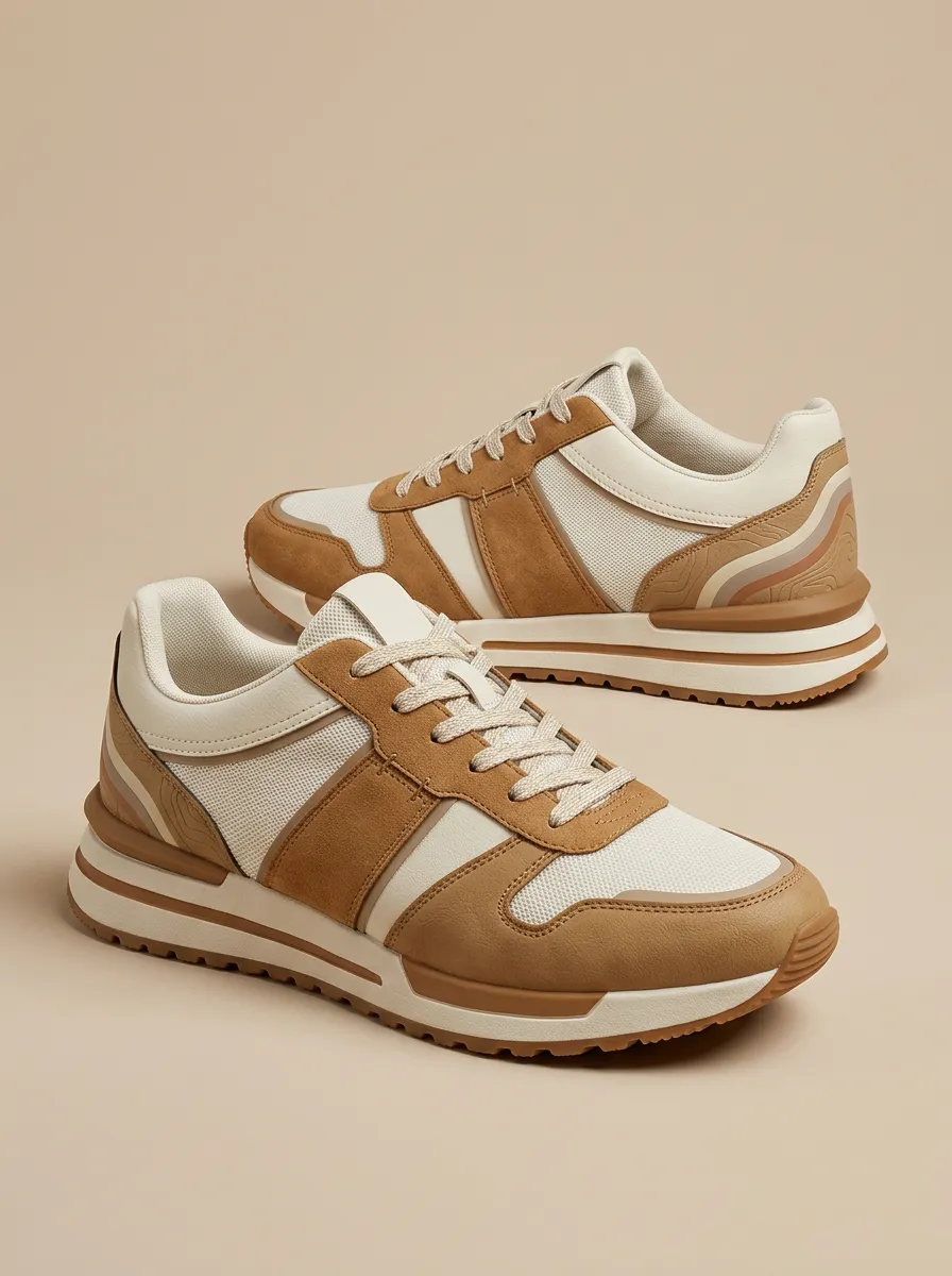 Unisex Minimalist Colorblock Print Sneakers