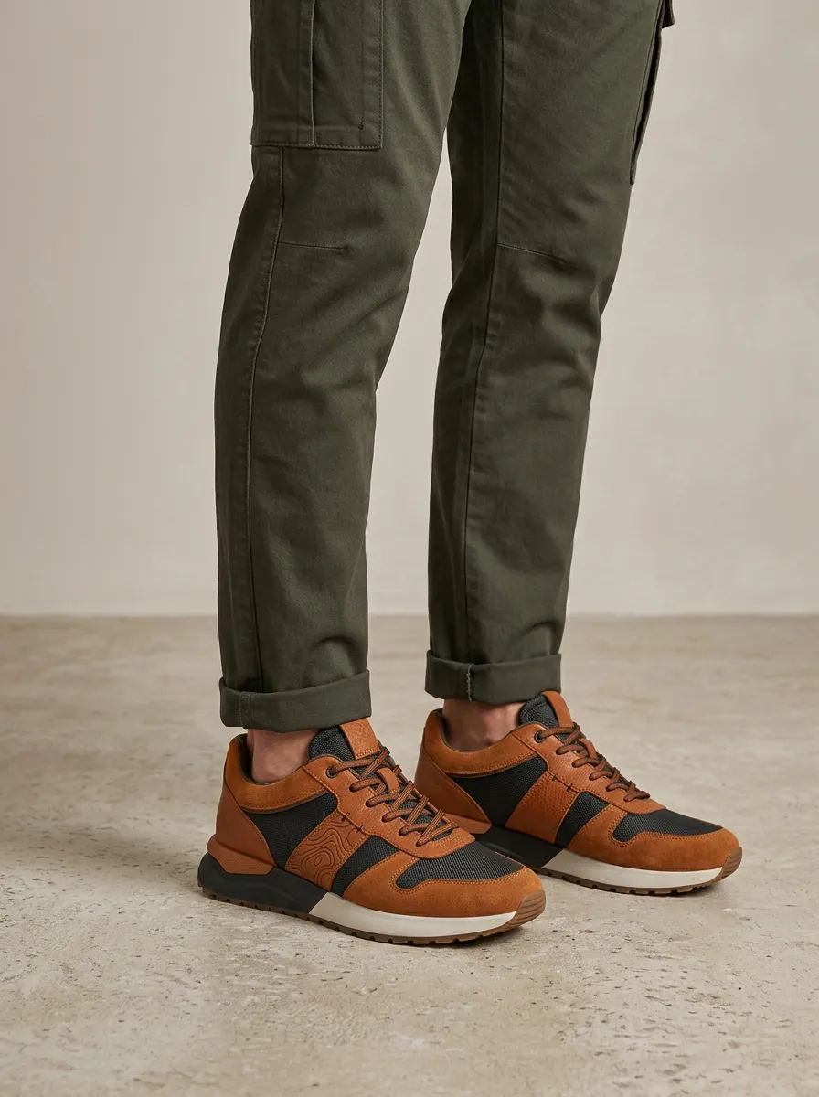 Men's Outdoor Hiking Lover Topographic Map Print Sneakers