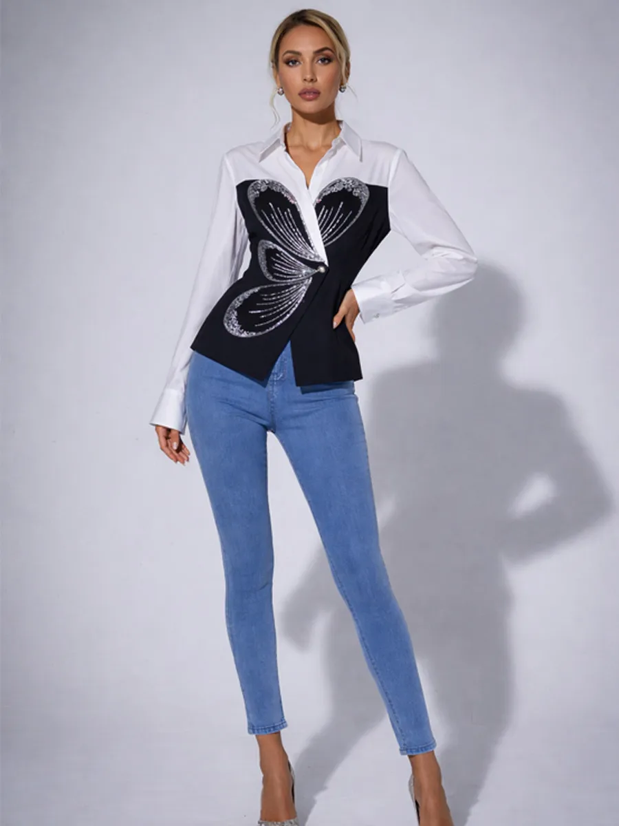 Ayla Sequined Long-Sleeve Shirt