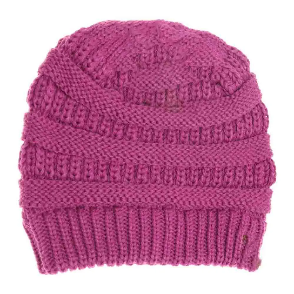 Criss Cross Ponytail Knit Beanie