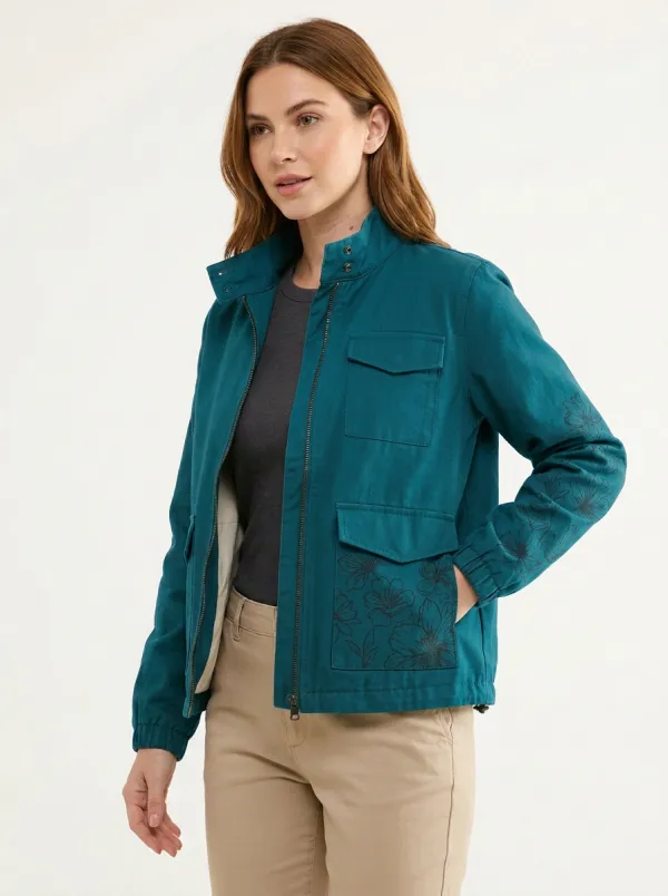 Women's Floral Olive Green Pattern Jacket