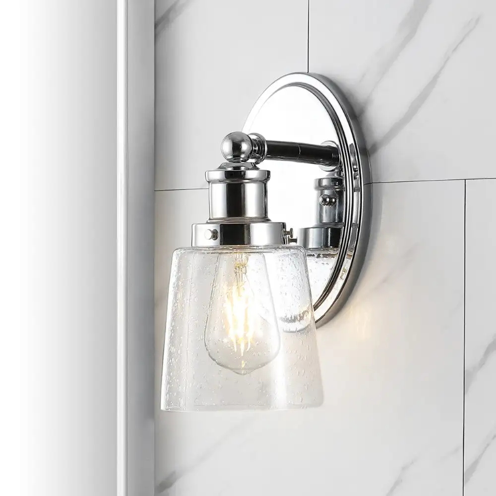 Single-Light Iron/seeded Glass Classic Cottage LED Vanity Light