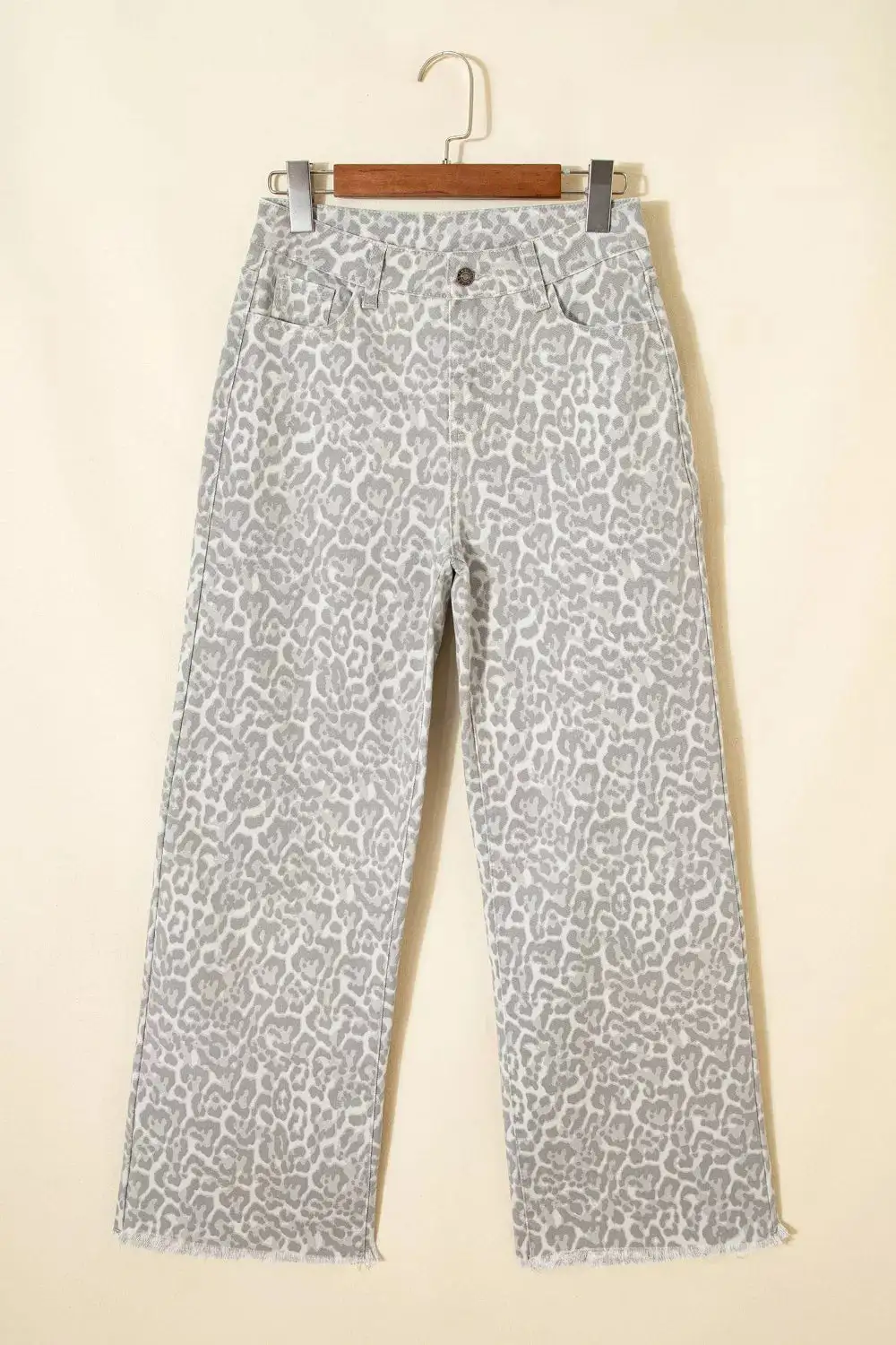 Women' Casual Vintage Loose Stretch Trendy Leopard Print Wide Leg Jeans