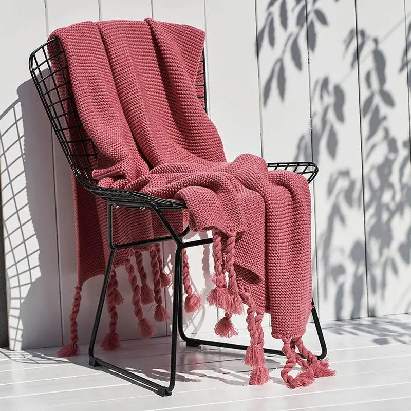Crochet Cotton Tassel Throw Blanket