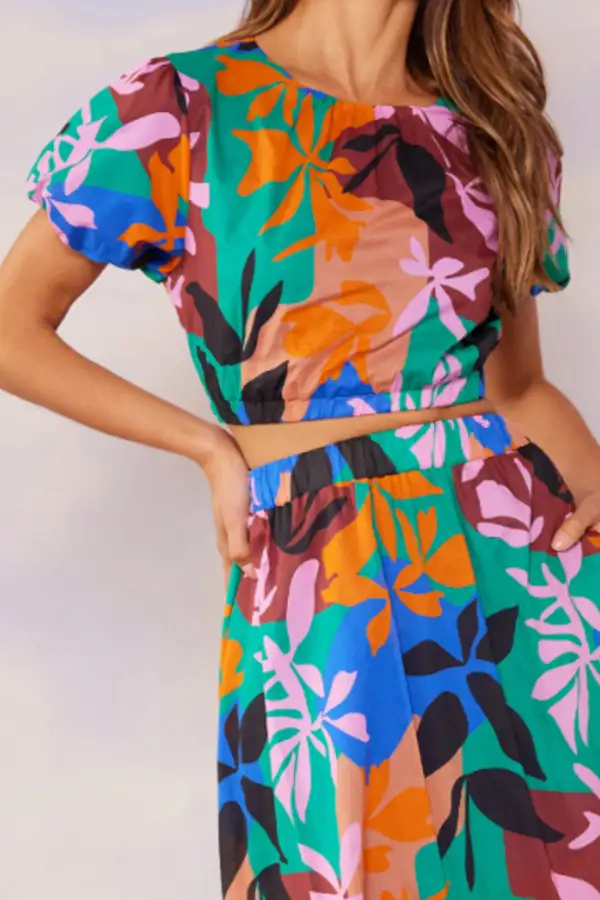 Floral Cropped Resort Top