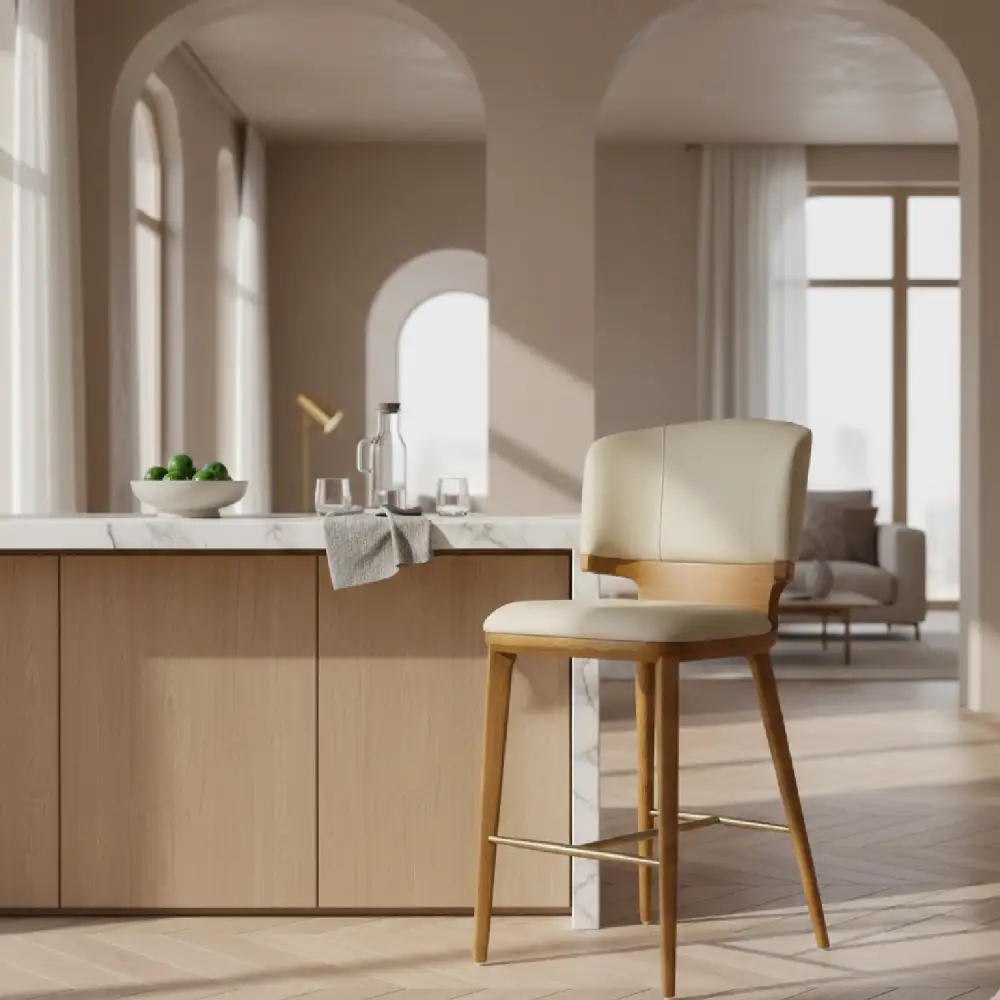 Minimal Leather Vegan-Leather Counter Stool
