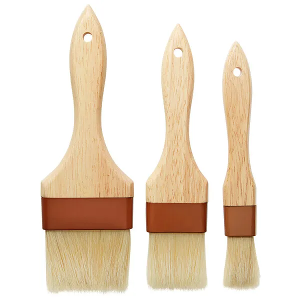 Boar Bristle Pastry Basting Brush Set with Wood Handles