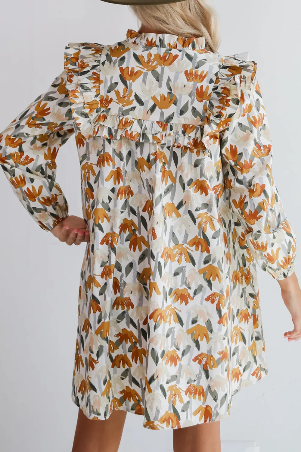 Cream Floral Mini Dress