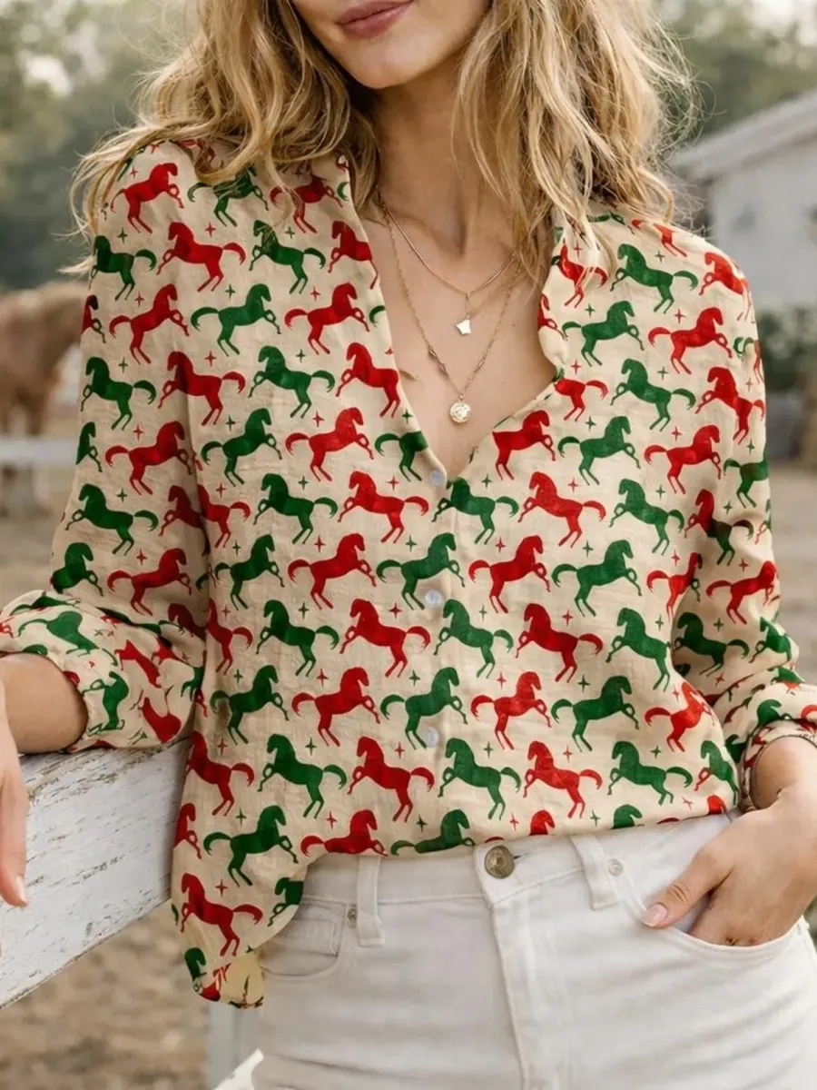 Contrast Color Horse Shirt