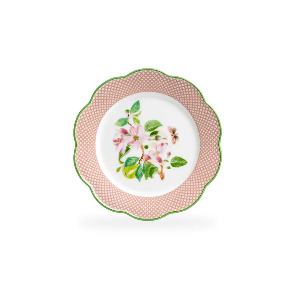 Classic Apple Blossom Lattice Bone China Appetizer Plate Set