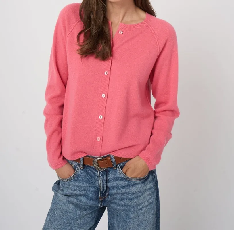 Cashmere Button-Front Ribbed Cardigan