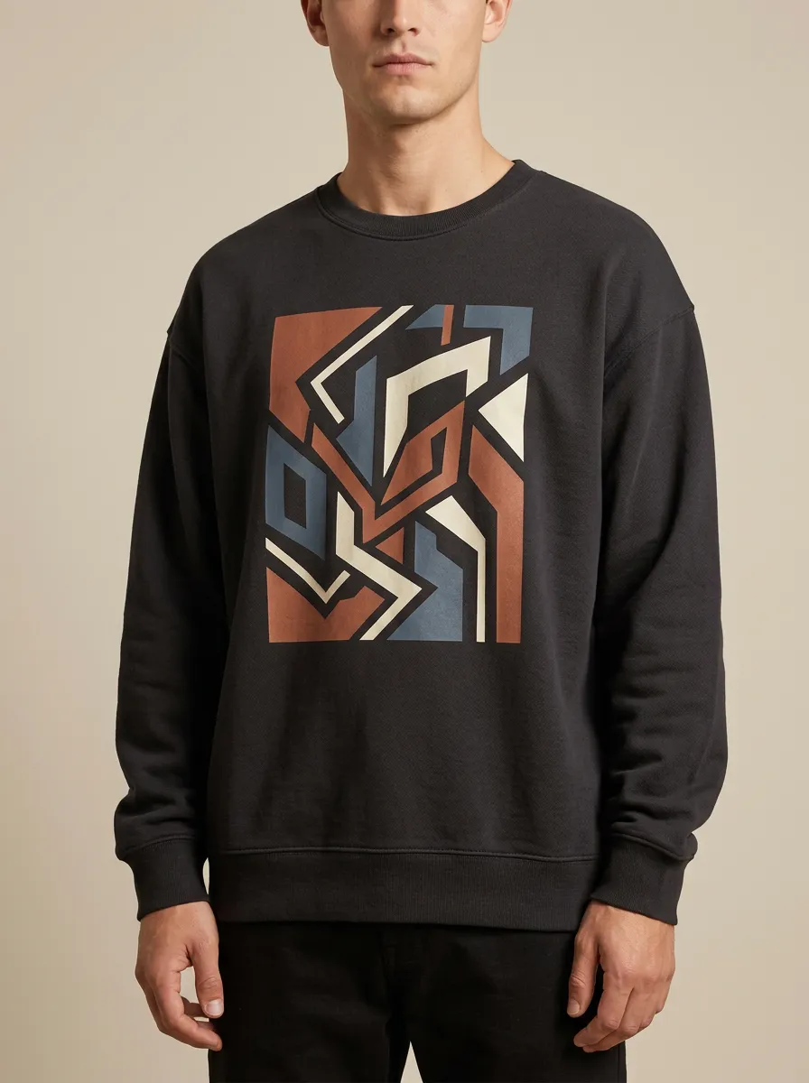 Abstract Geometric Crewneck Hoodie