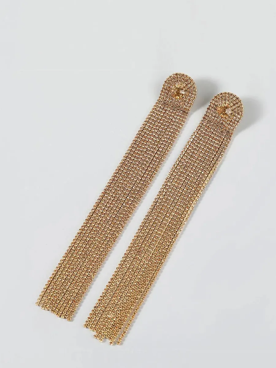 Mariela Long Tassel Diamante Earrings