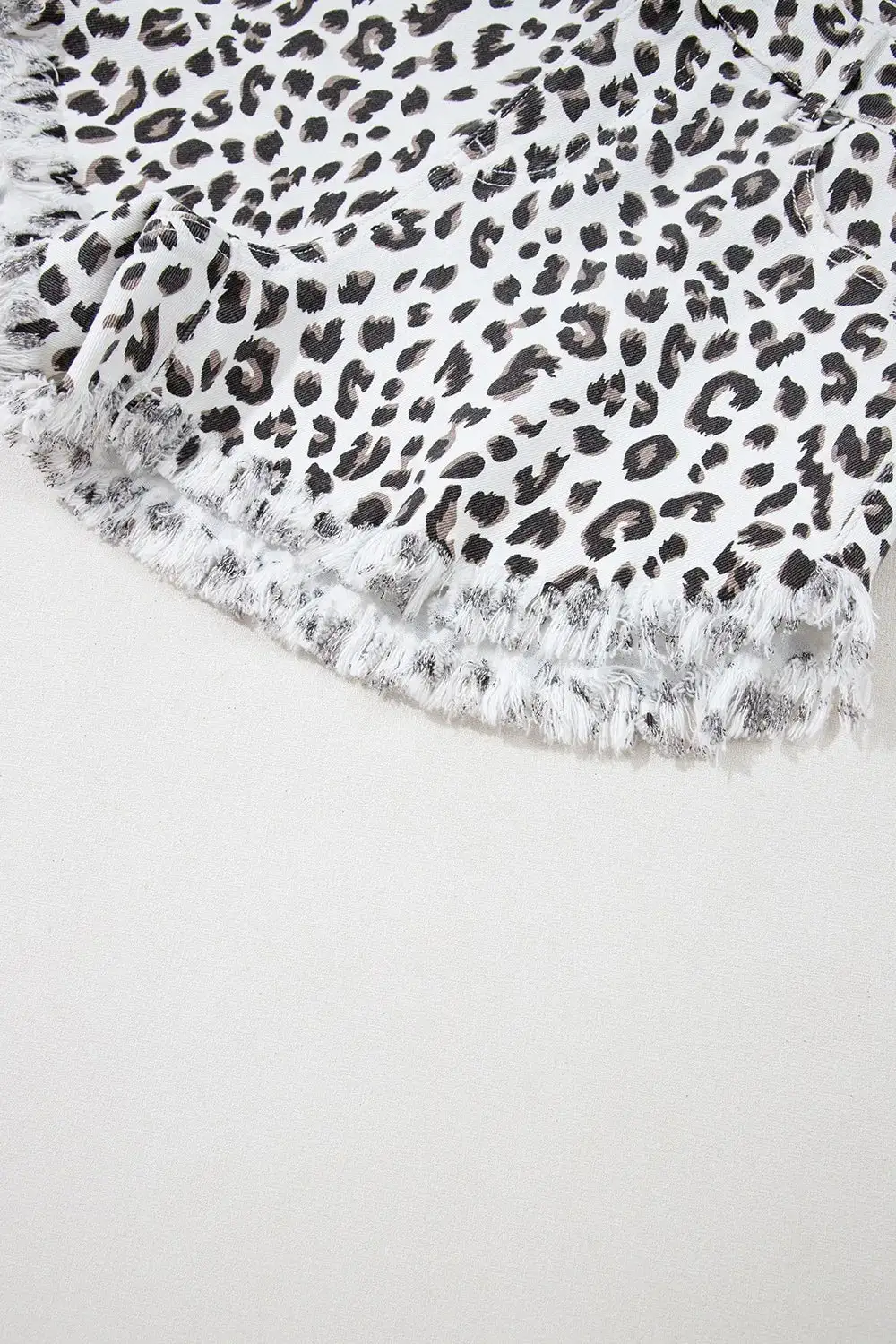 Leopard Frayed Hem Denim Shorts