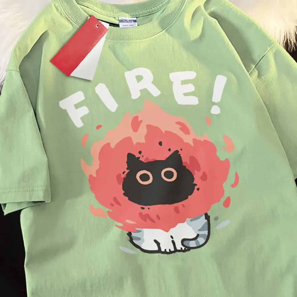 Cat Fire Graphic T-Shirt