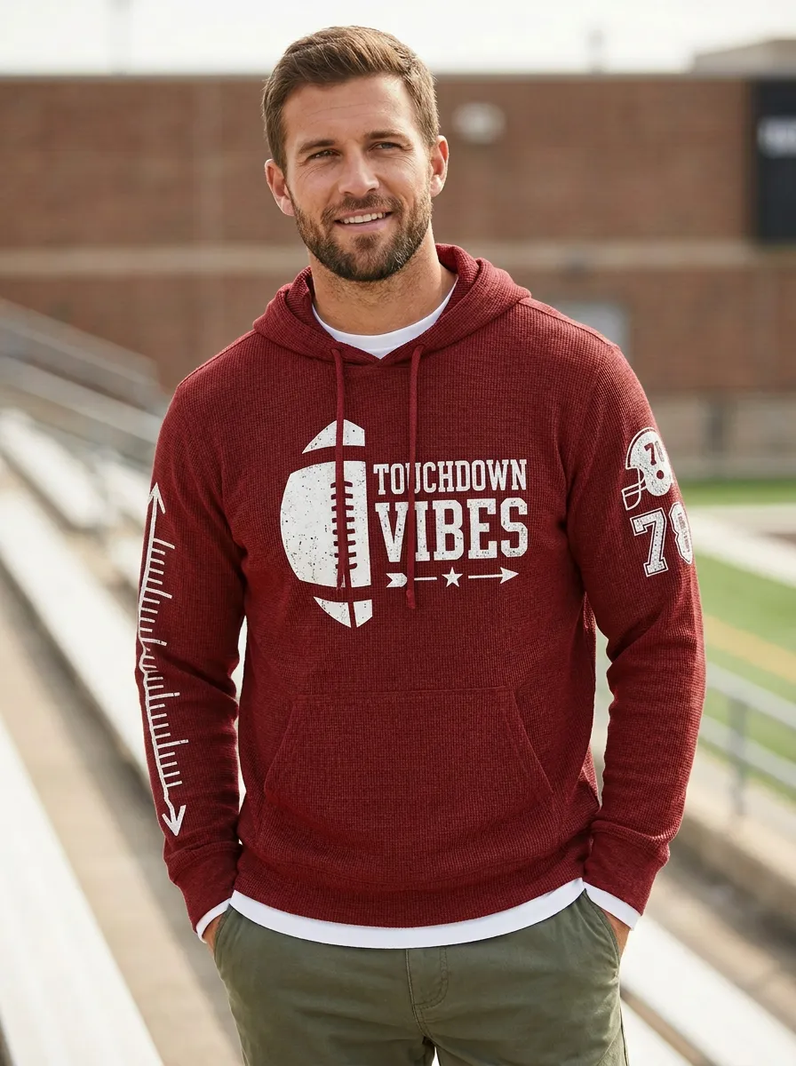 Men's Football Touchdown Vibes Graphic Printed Hoodie
