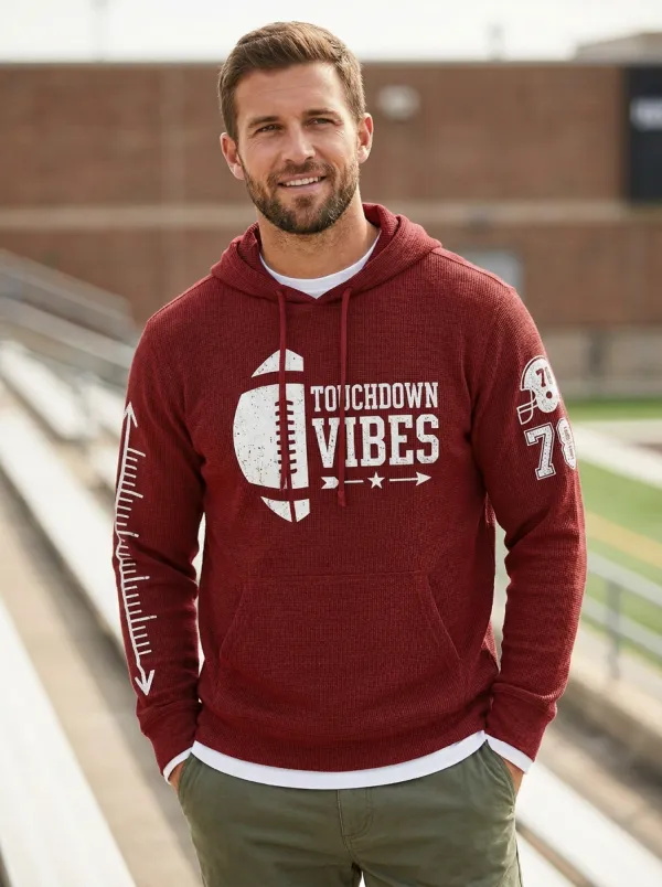 Men's Football Touchdown Vibes Graphic Printed Hoodie