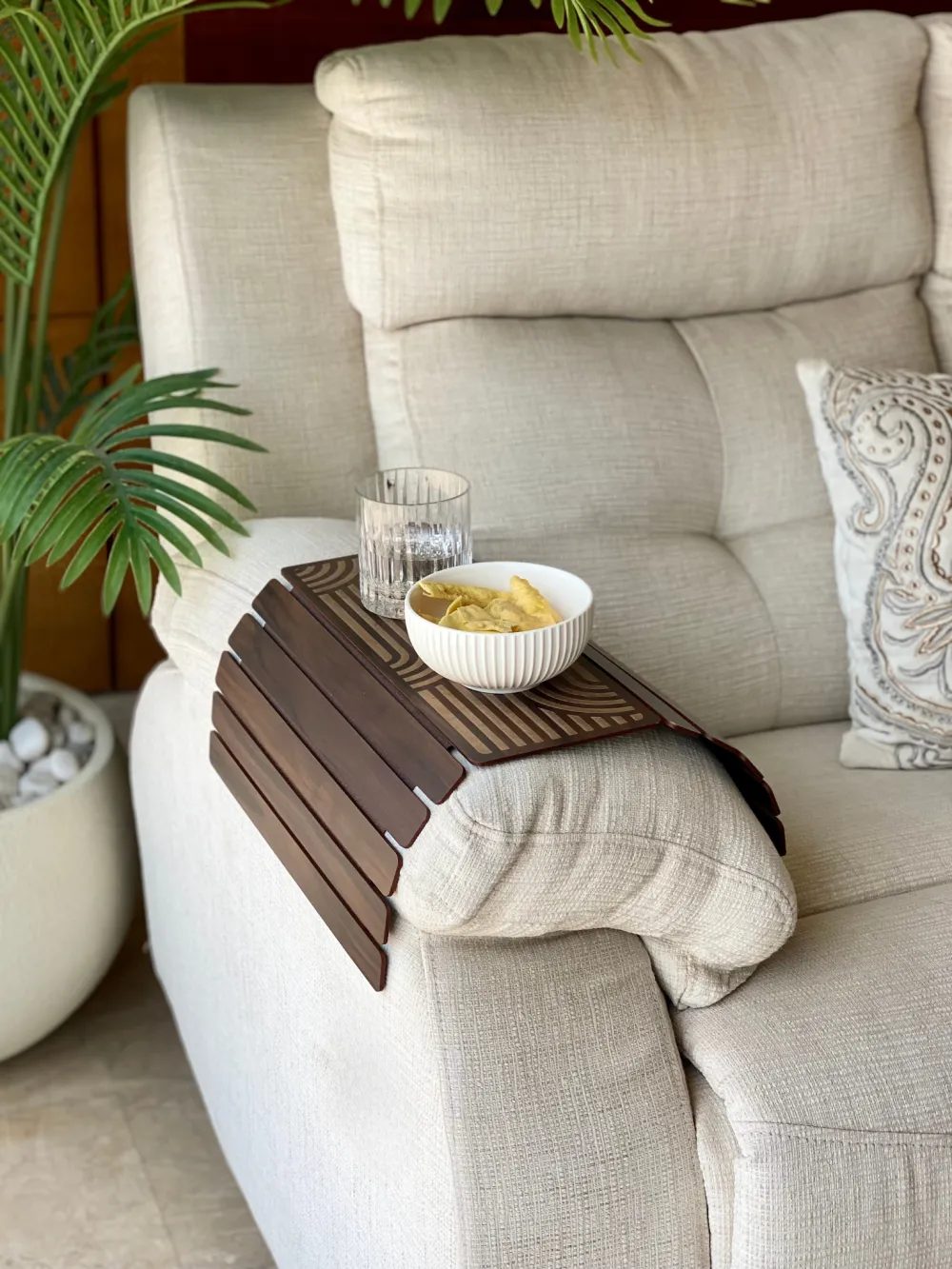 Sofa Armrest Tray Dark Brown