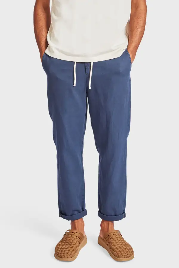 Casual Drawstring Waist Cotton Blend Trousers