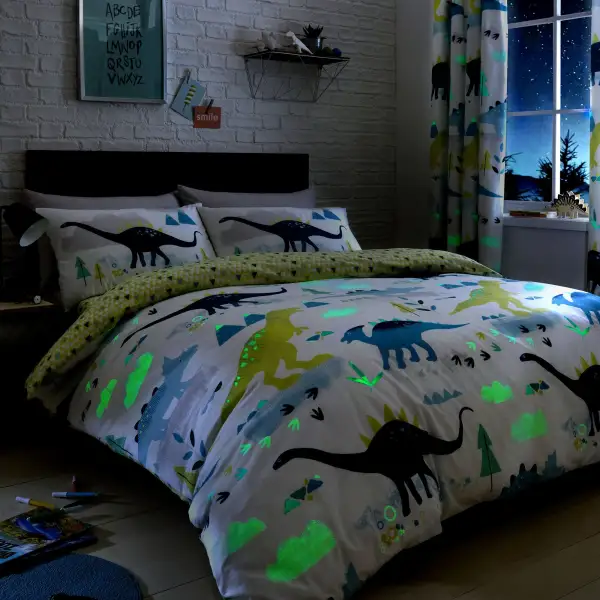 Reversible Dinosaur Cotton Duvet Cover Set