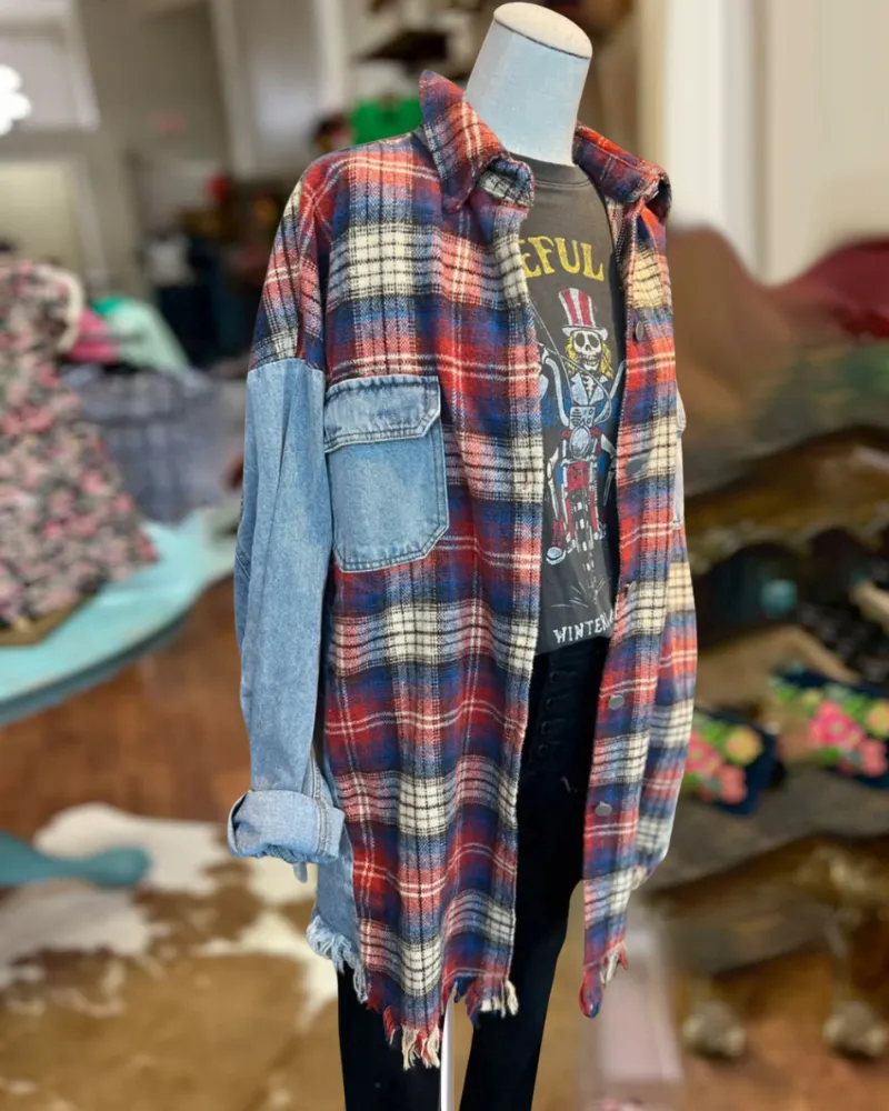 Plaid Patchwork Oversize Jacket